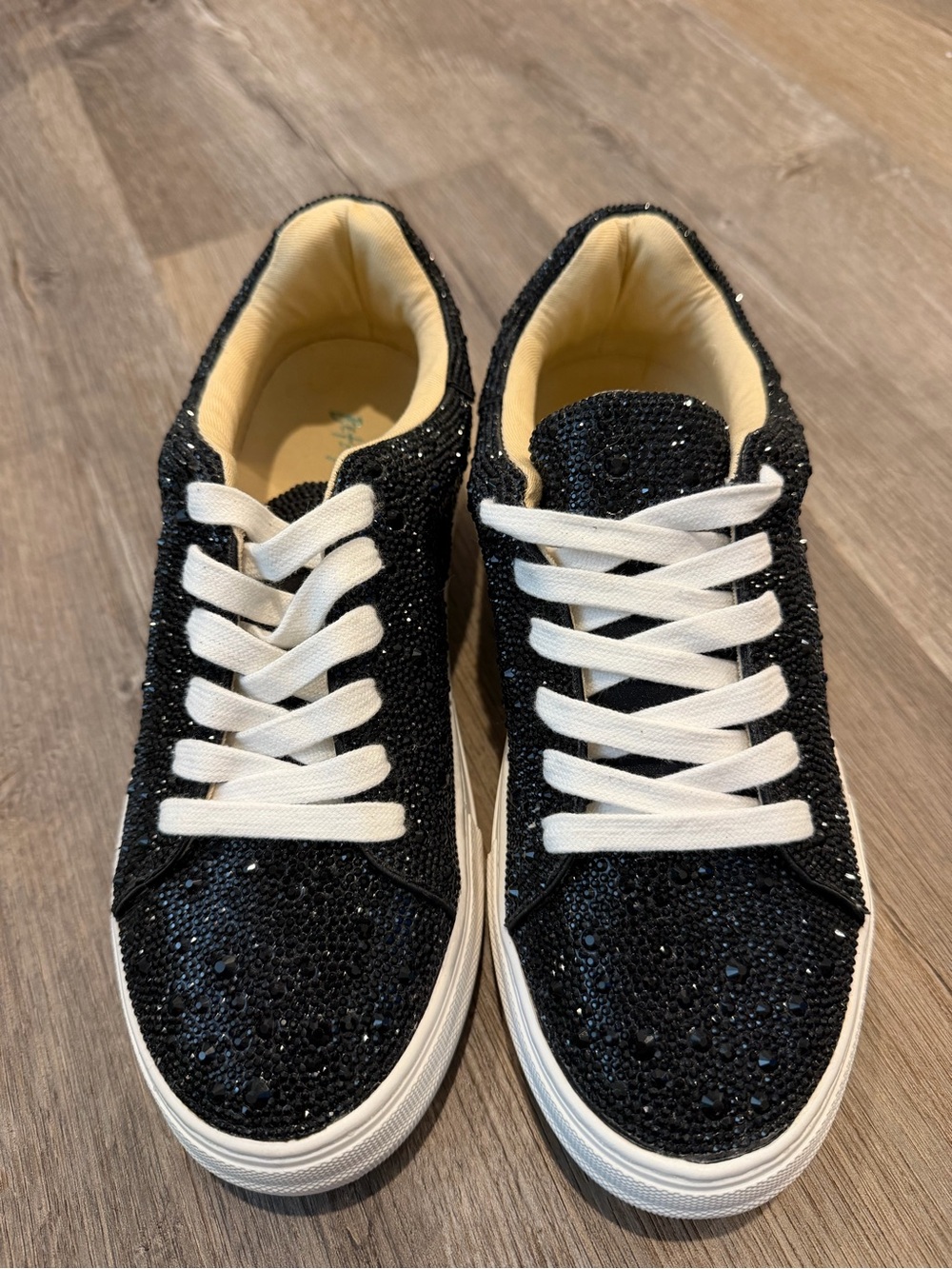 Betsey Johnson Black Glitter Lace-Up Sneakers